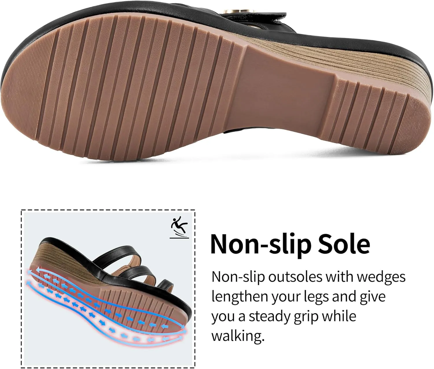 Ablanczoom Wedge Sandals for Women Dressy: Summer Comfortable Slip On Womens Slides Sandal Causal Strappy Split Toe Casual Wedges Shoes
