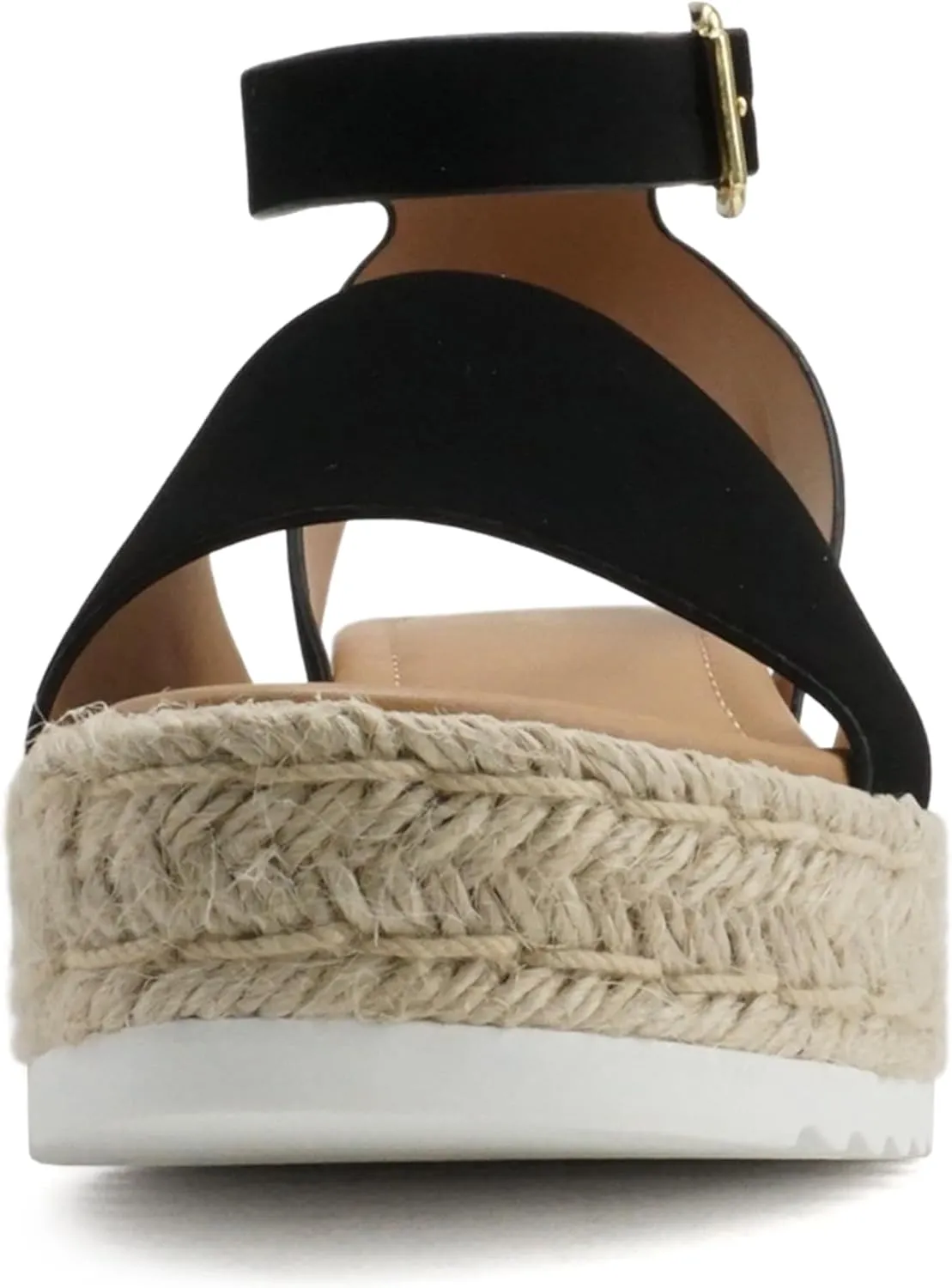 ABSOLEX ADELE ~ Women's Open Toe Buckle Ankle Strap Espadrilles Flatform Wedge Casual Sandal