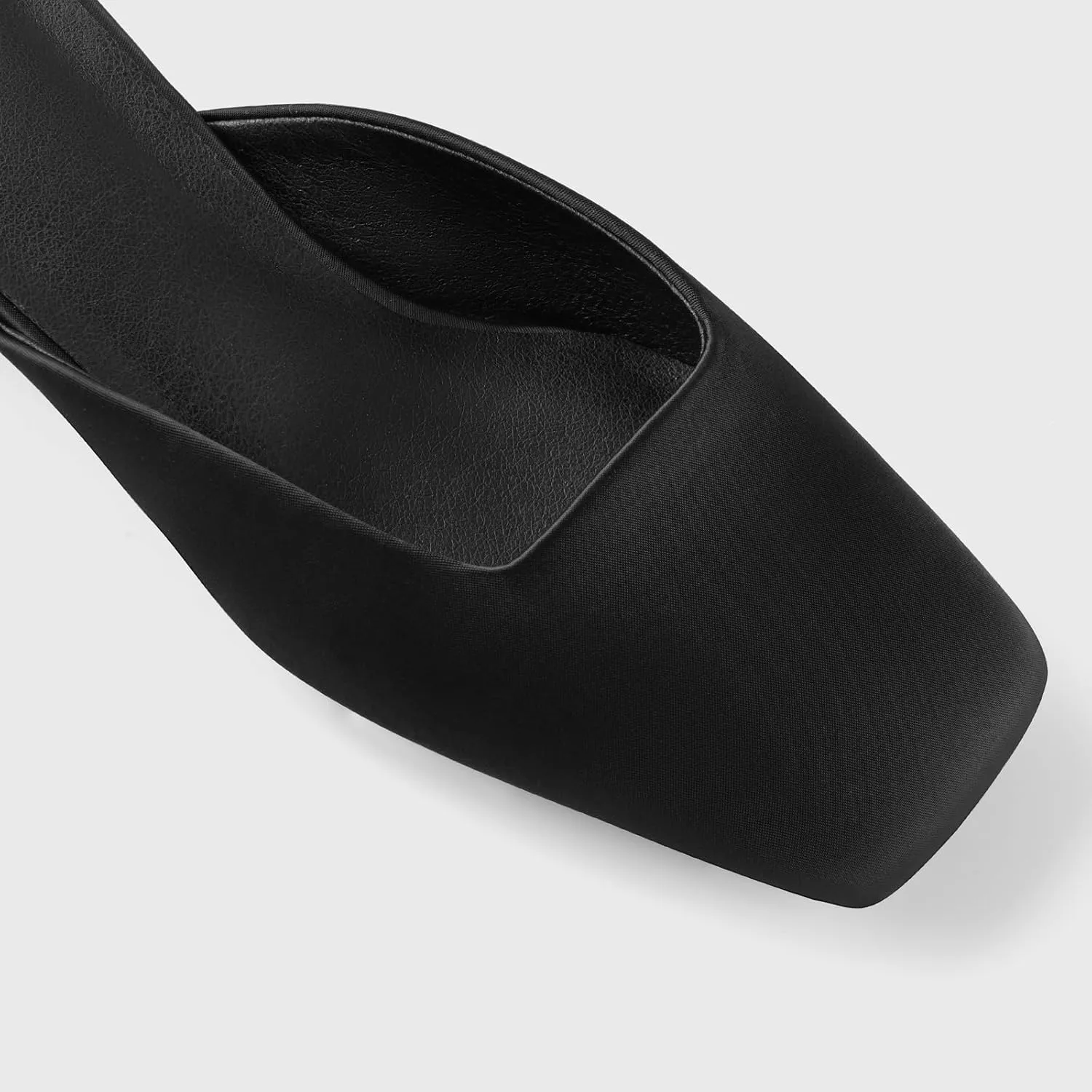Adrizzlein Mule Heels for Women Square Toe Kitten Heel Satin Mules Closed Toe Low Heel Slides Sandals Summer Dress Shoes