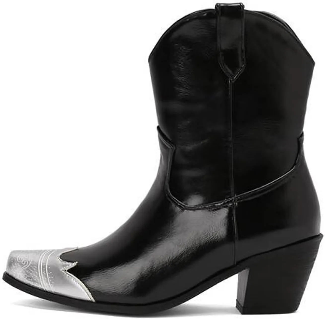 Agodor Women's Vintage Western Boots Cowgirl Ankle Booties Fashion Split Joint Square Toe, Chunky Block Heels with Side Zipper Short Cowboy Booties