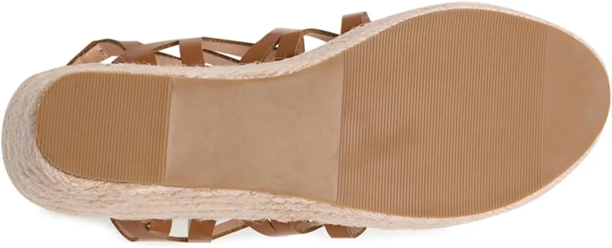 Alexis Leroy Women's Open Toe Comfortable Ankle Strap Espadrilles Wedge Sandals