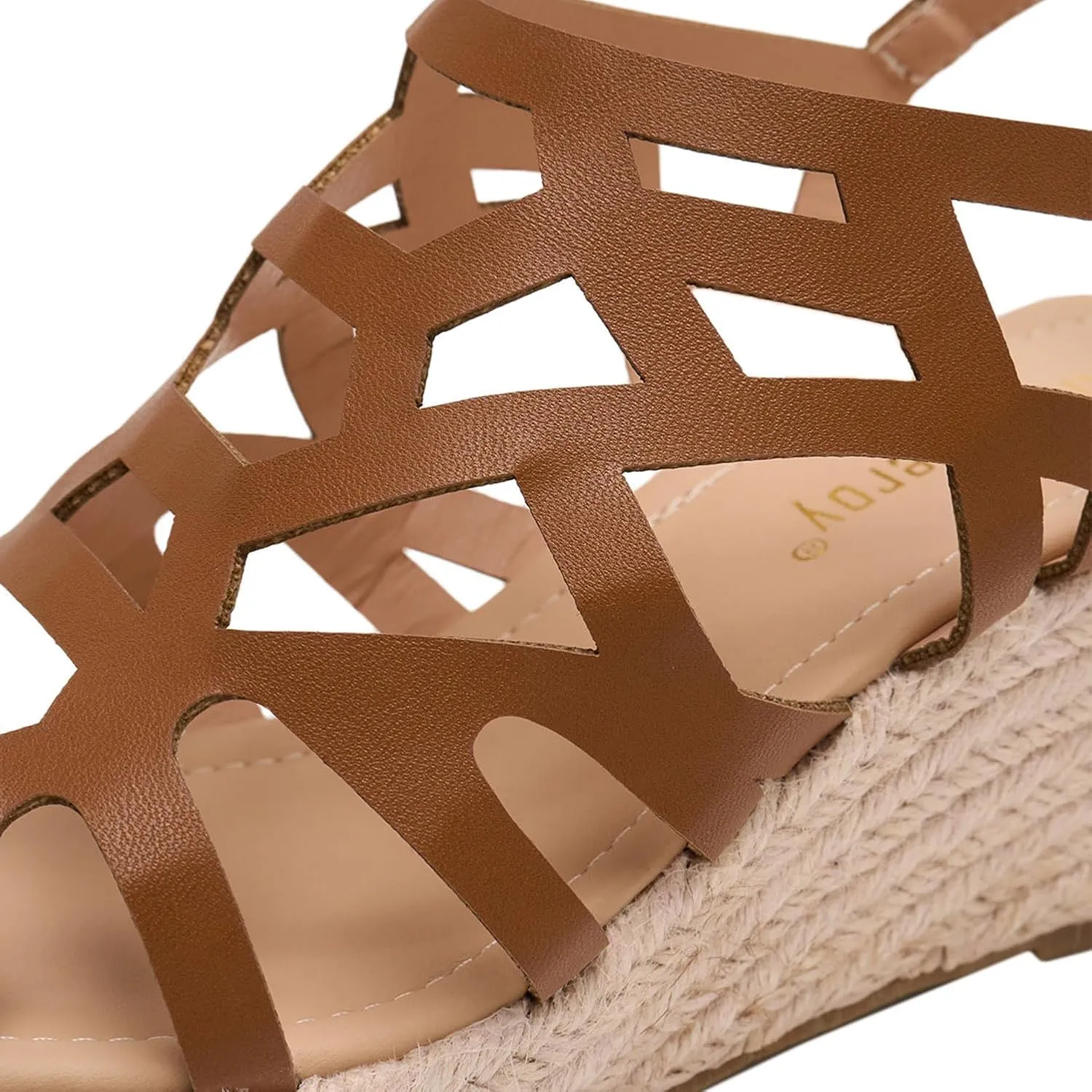 Alexis Leroy Women's Open Toe Comfortable Ankle Strap Espadrilles Wedge Sandals