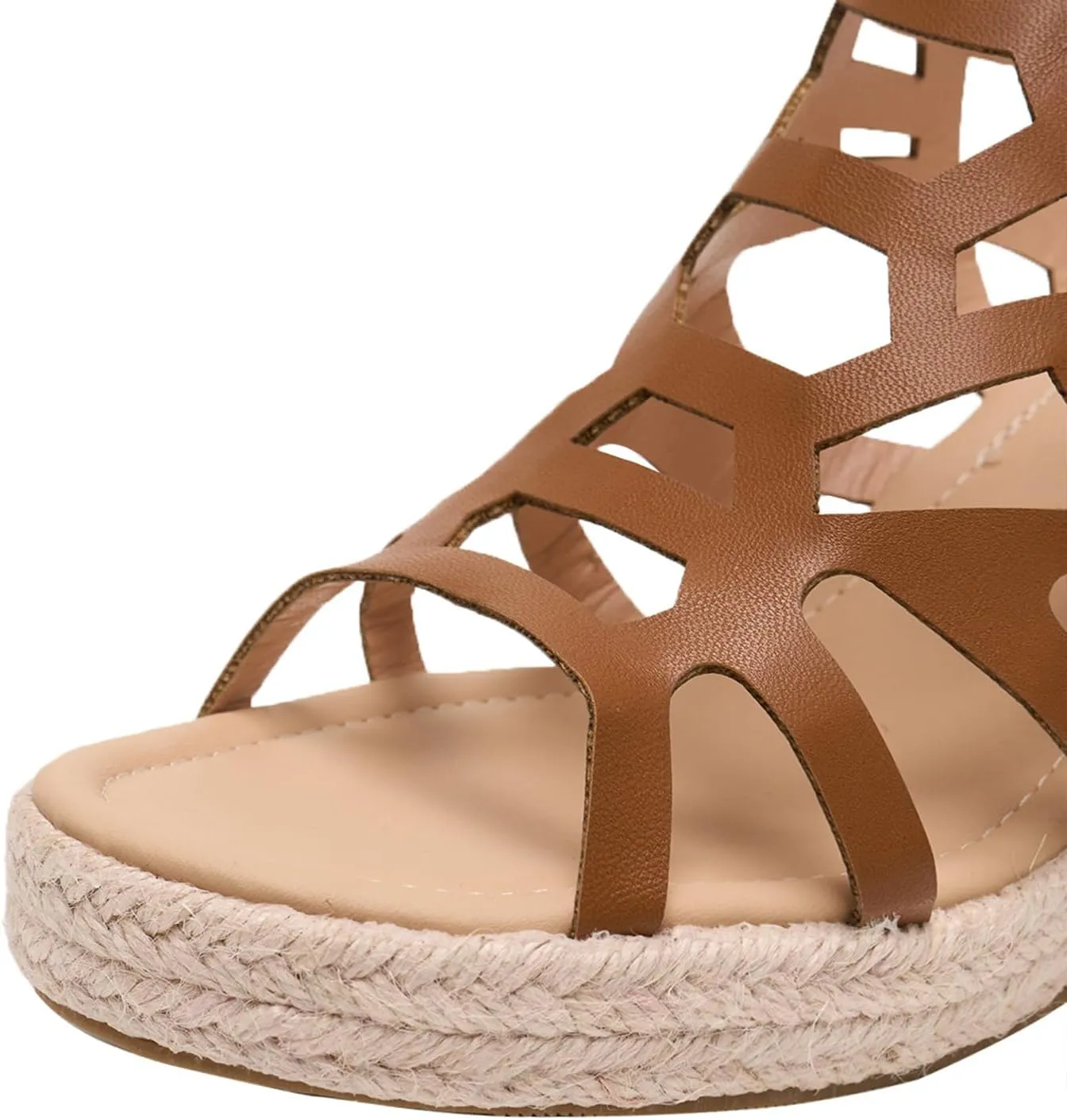Alexis Leroy Women's Open Toe Comfortable Ankle Strap Espadrilles Wedge Sandals