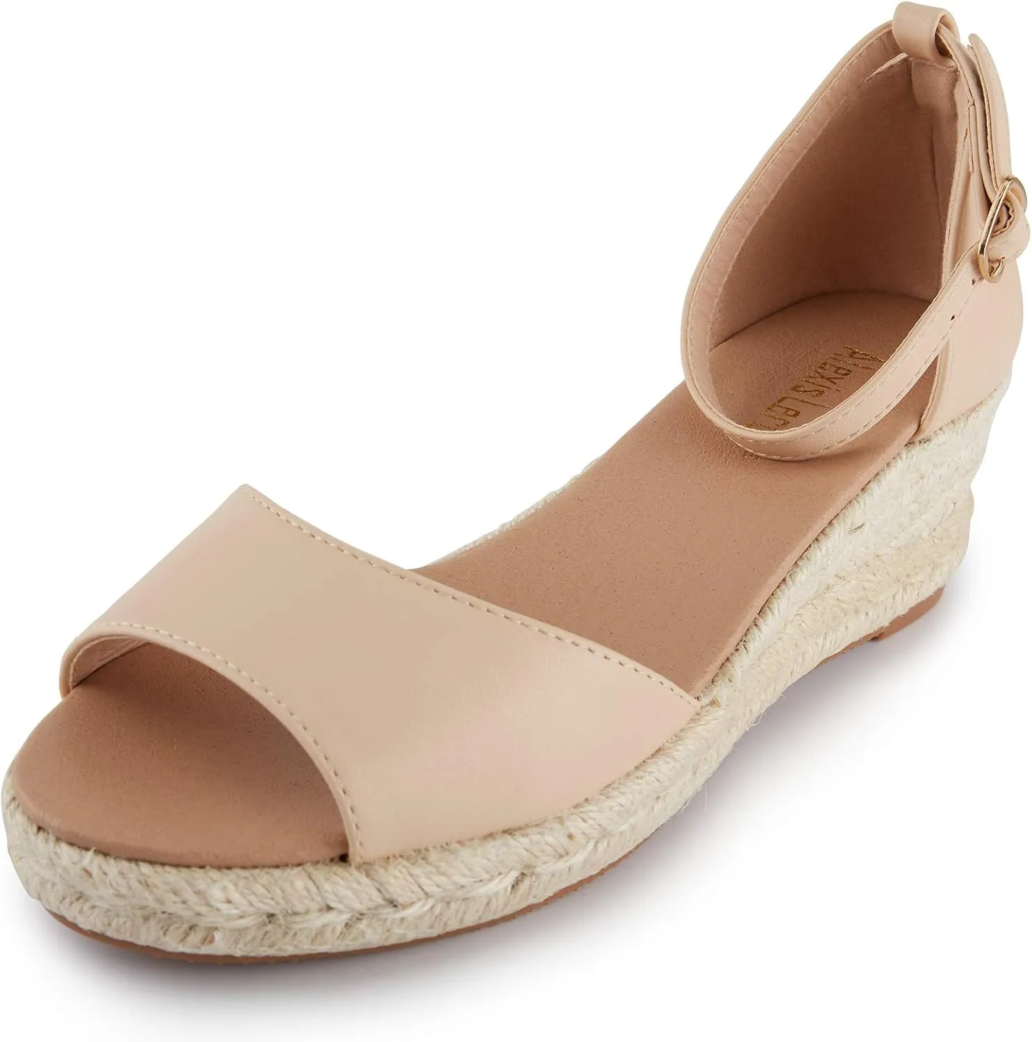 Alexis Leroy Women's Open Toe Comfortable Ankle Strap Espadrilles Wedge Sandals