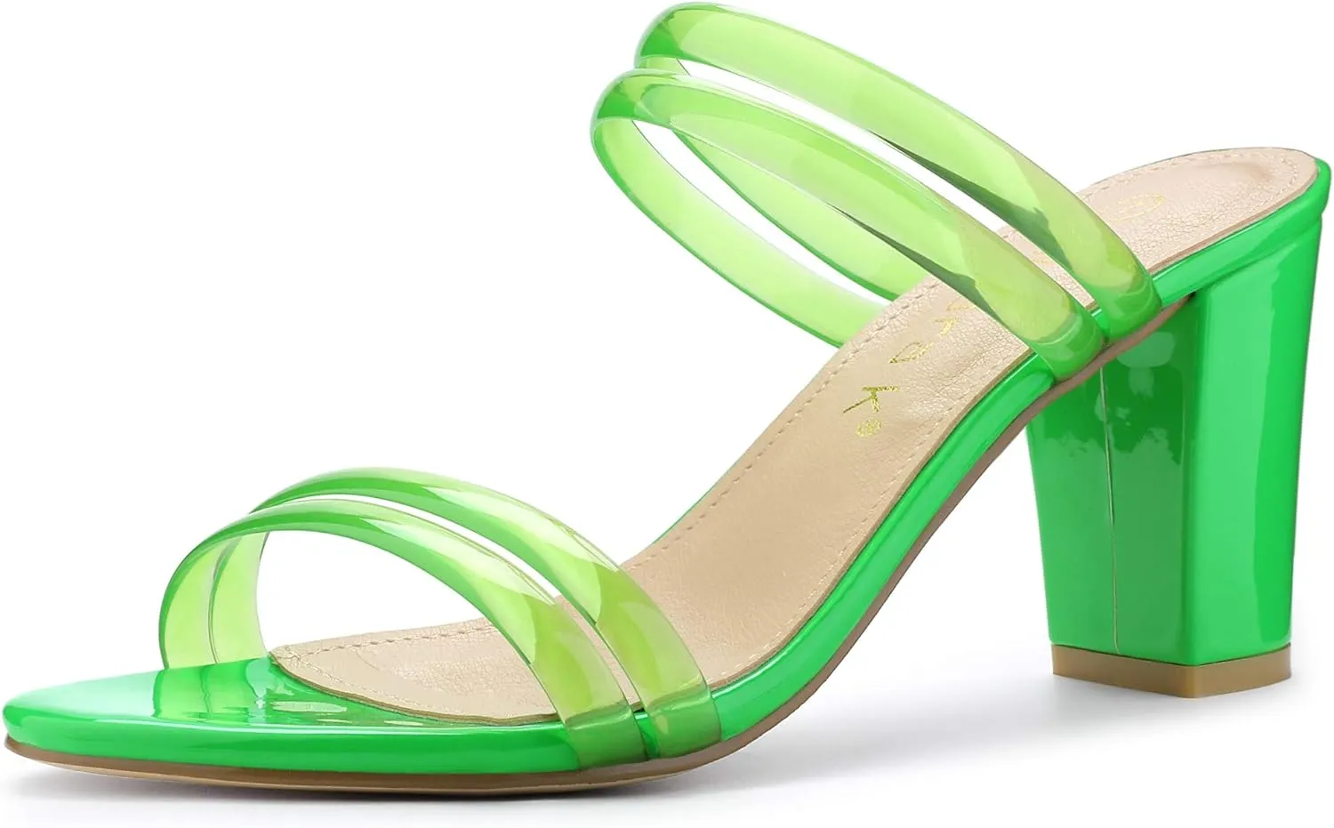 Allegra K Women's Clear Strappy Heel Slide Mule Block Heel Sandal