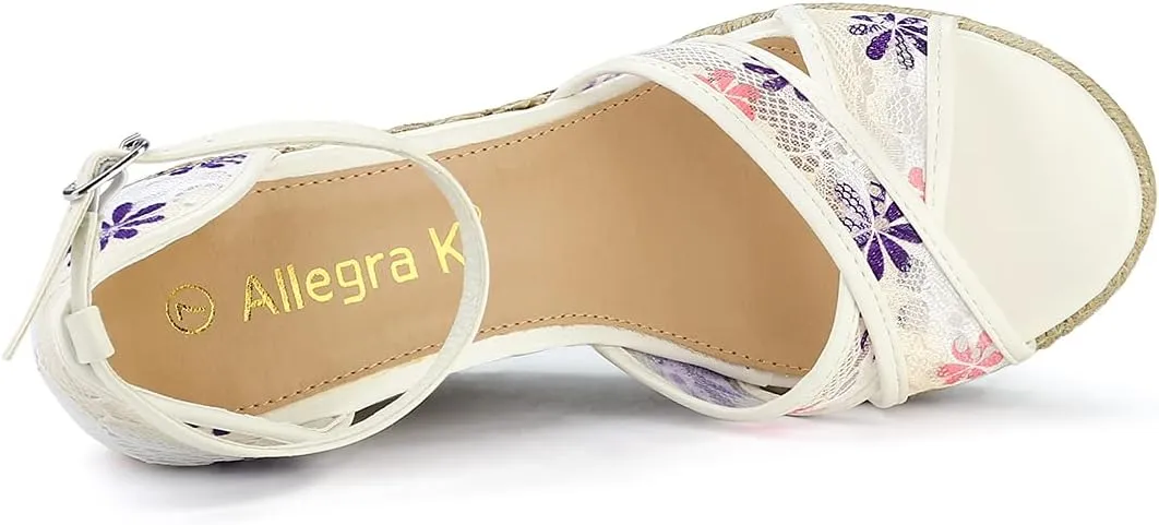 Allegra K Women's Espadrilles Lace Wedges Wedge Sandals