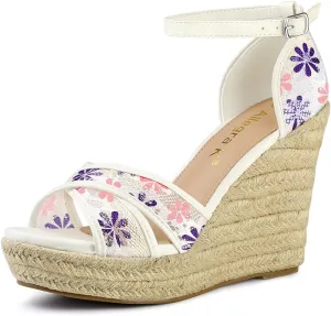 Allegra K Women's Espadrilles Lace Wedges Wedge Sandals