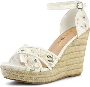 Allegra K Women's Espadrilles Lace Wedges Wedge Sandals