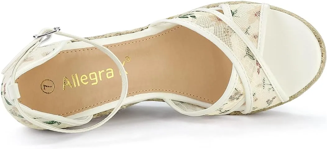 Allegra K Women's Espadrilles Lace Wedges Wedge Sandals