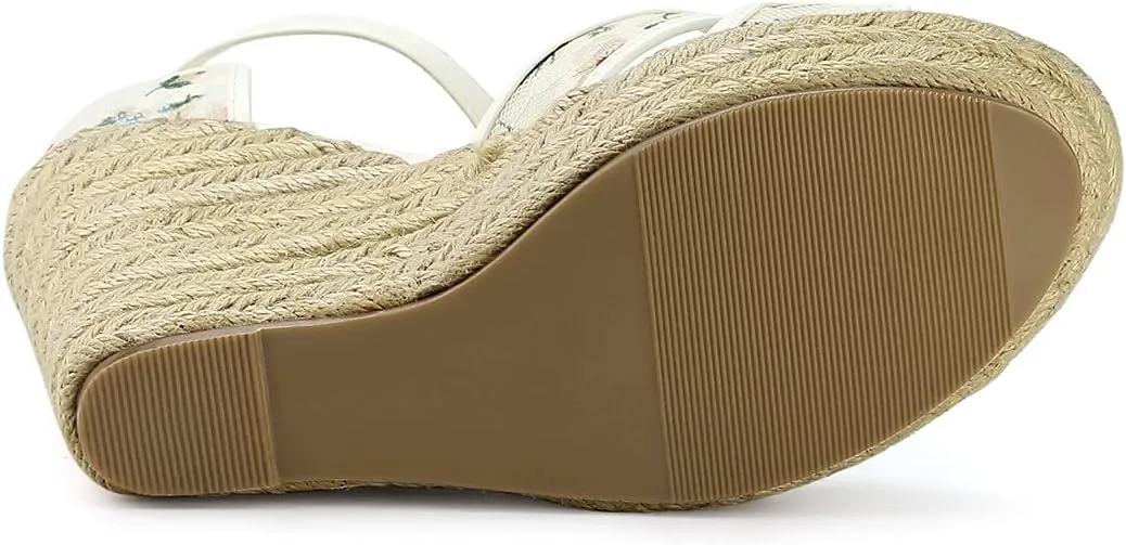 Allegra K Women's Espadrilles Lace Wedges Wedge Sandals