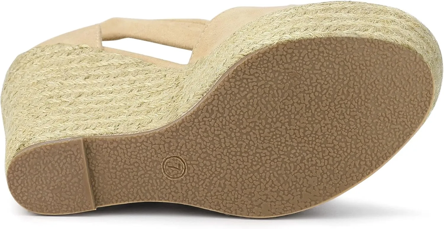 Allegra K Women's Espadrilles Tie Up Ankle Strap Wedges Sandals