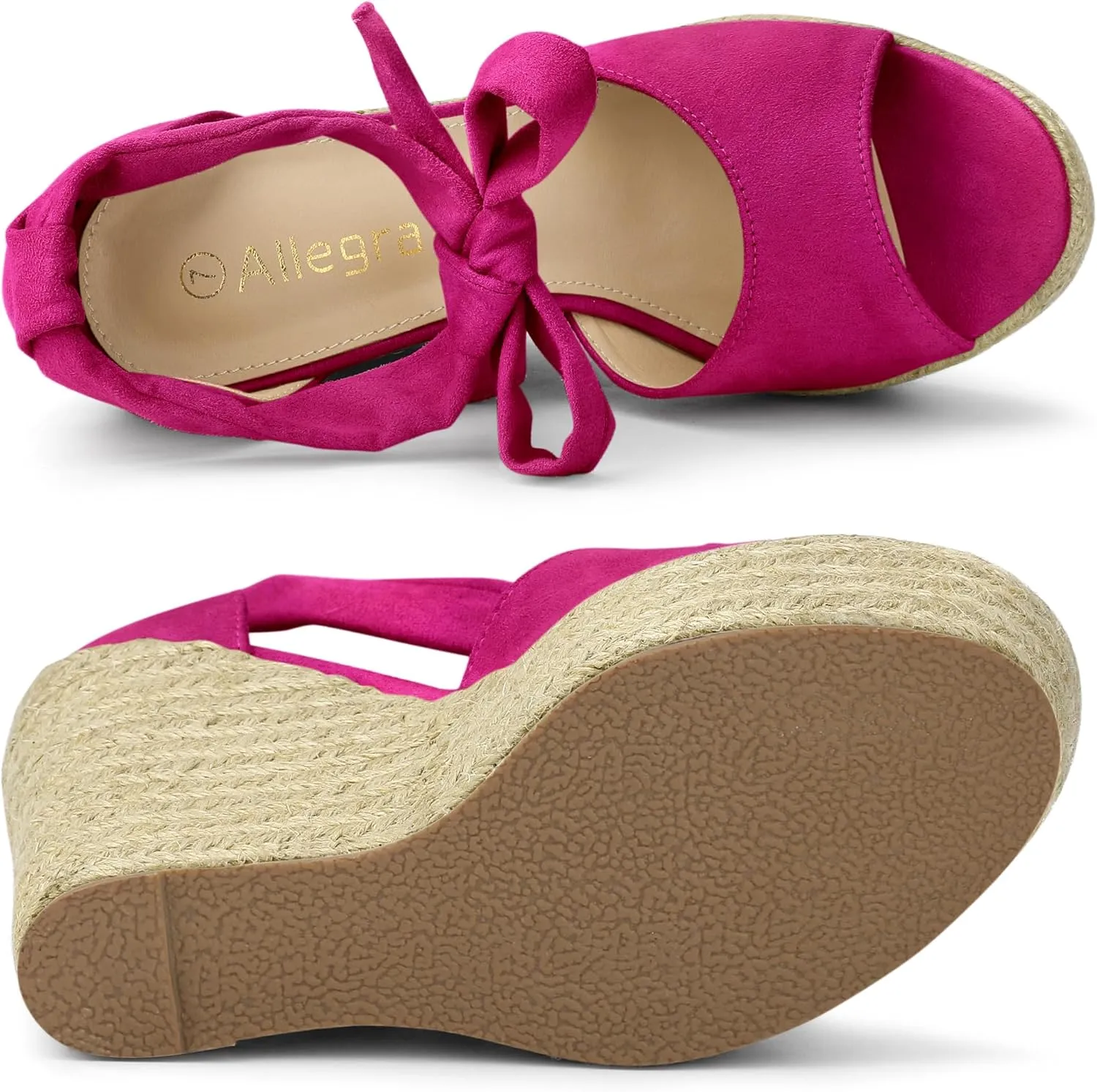 Allegra K Women's Espadrilles Tie Up Ankle Strap Wedges Sandals