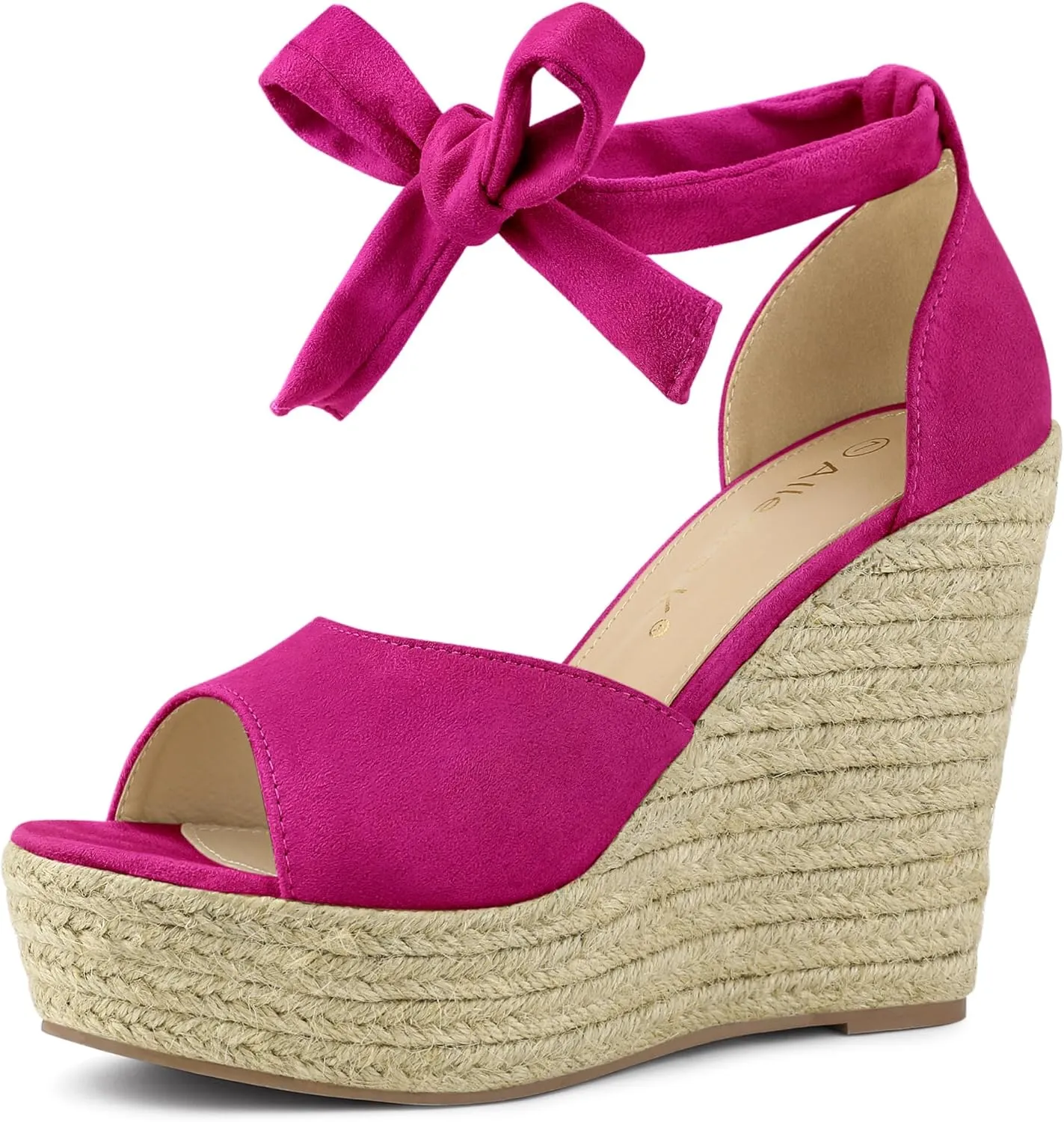 Allegra K Women's Espadrilles Tie Up Ankle Strap Wedges Sandals