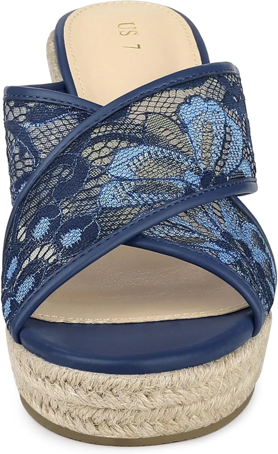 Allegra K Women's Lace Crisscross Strap Slide Wedges Wedge Espadrilles Sandals