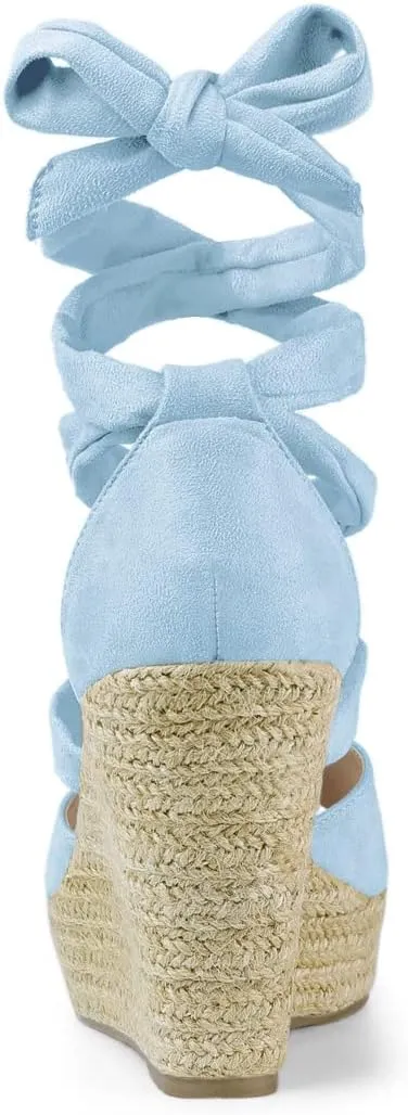 Allegra K Women's Lace Up Espadrilles Platform Platform Wedges Sandals