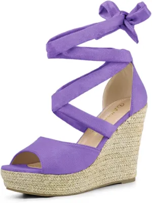 Allegra K Women's Lace Up Espadrilles Platform Platform Wedges Sandals