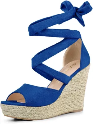 Allegra K Women's Lace Up Espadrilles Platform Platform Wedges Sandals