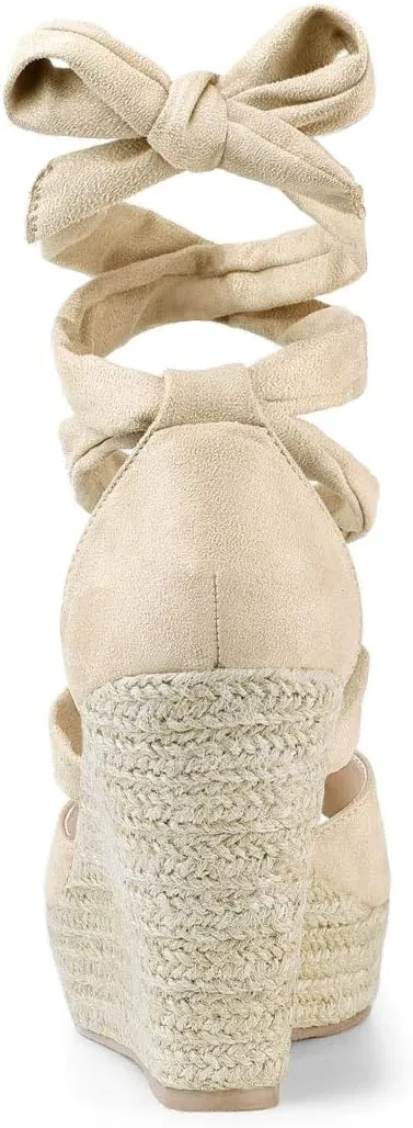 Allegra K Women's Lace Up Espadrilles Platform Platform Wedges Sandals