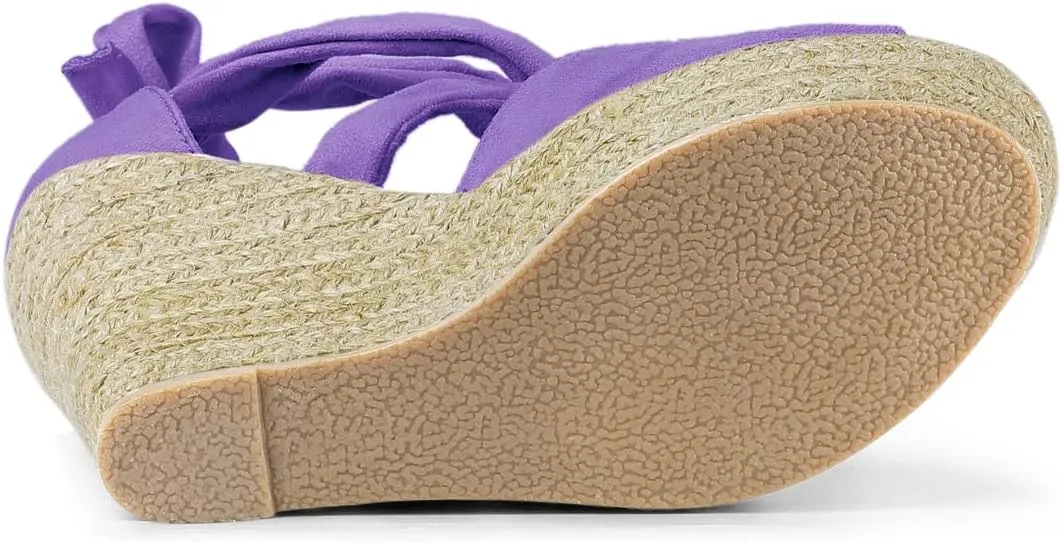Allegra K Women's Lace Up Espadrilles Platform Platform Wedges Sandals