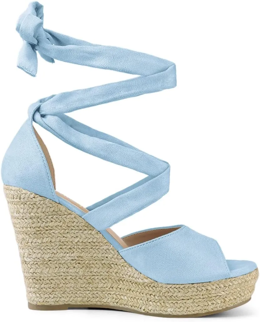 Allegra K Women's Lace Up Espadrilles Platform Platform Wedges Sandals