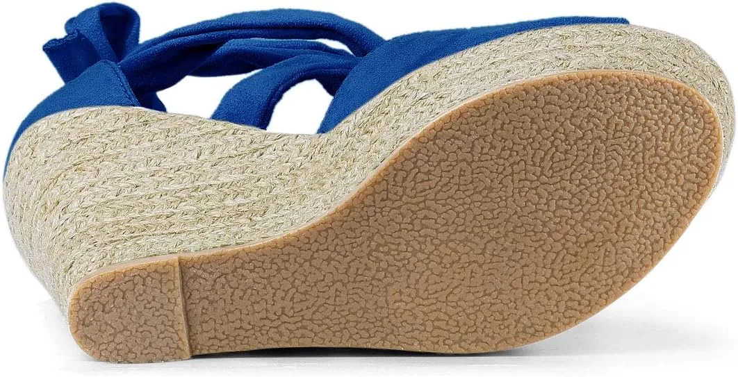 Allegra K Women's Lace Up Espadrilles Platform Platform Wedges Sandals