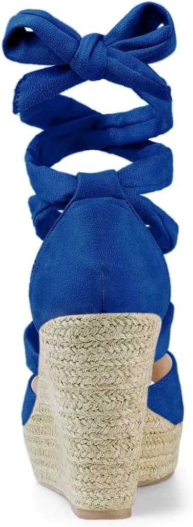 Allegra K Women's Lace Up Espadrilles Platform Platform Wedges Sandals