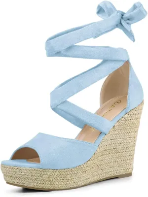 Allegra K Women's Lace Up Espadrilles Platform Platform Wedges Sandals
