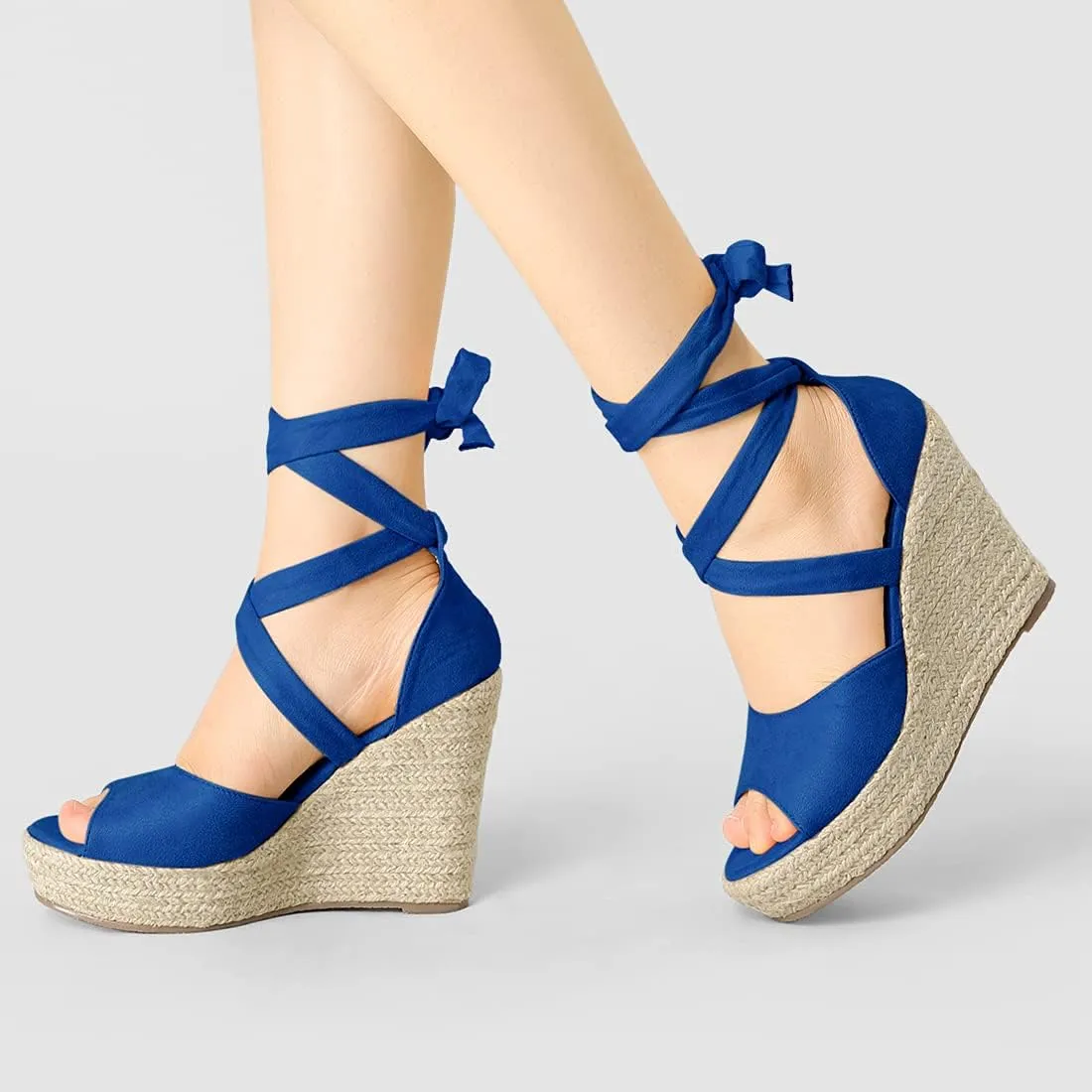 Allegra K Women's Lace Up Espadrilles Platform Platform Wedges Sandals