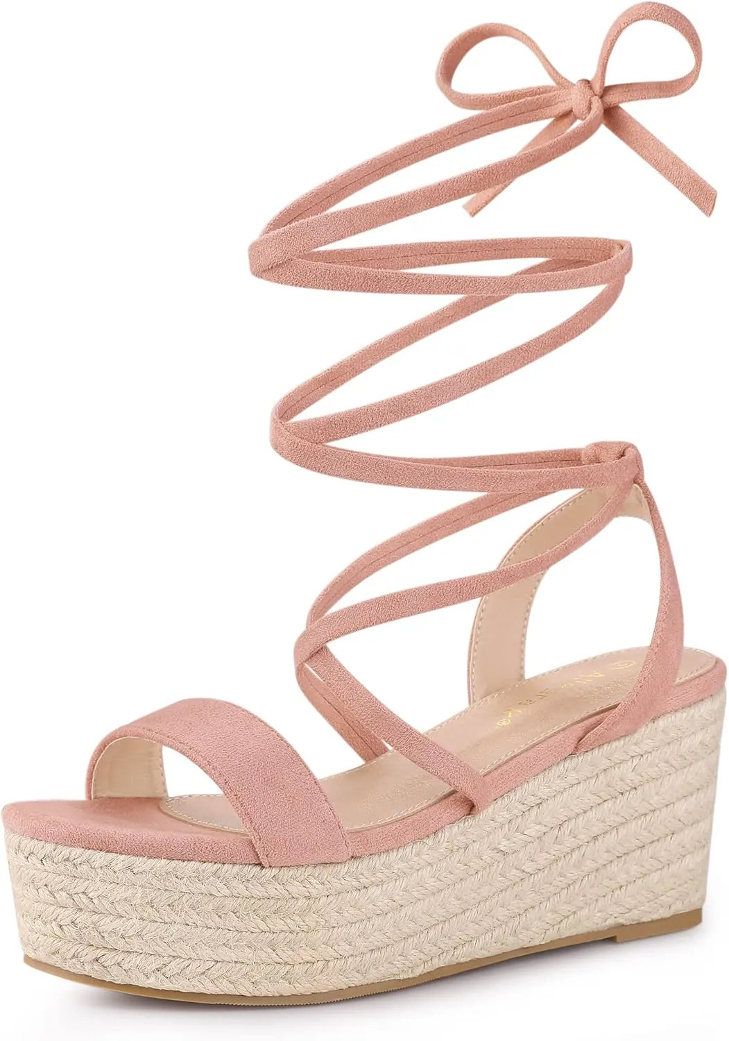 Allegra K Women's Lace Up Wedge Heel Slingback Platform Strappy Sandals