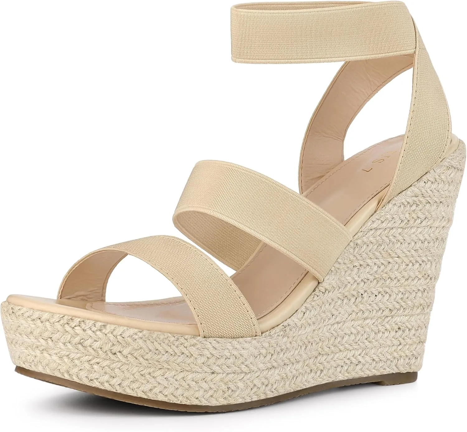 Allegra K Women's Platform Ankle Elastic Straps Espadrilles Wedge Sandals