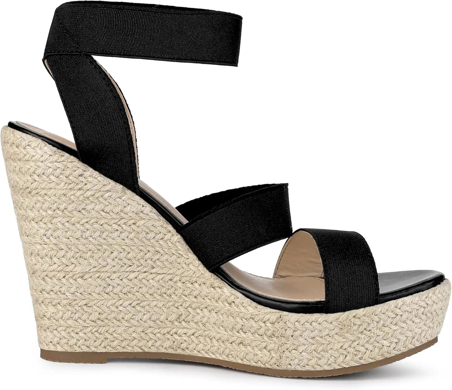 Allegra K Women's Platform Ankle Elastic Straps Espadrilles Wedge Sandals