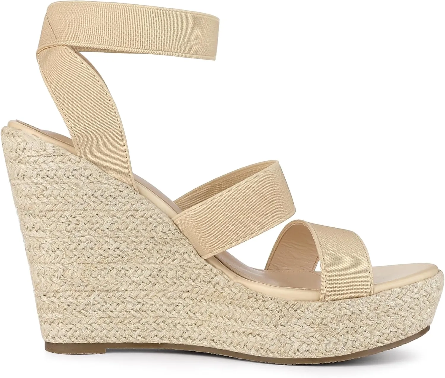 Allegra K Women's Platform Ankle Elastic Straps Espadrilles Wedge Sandals