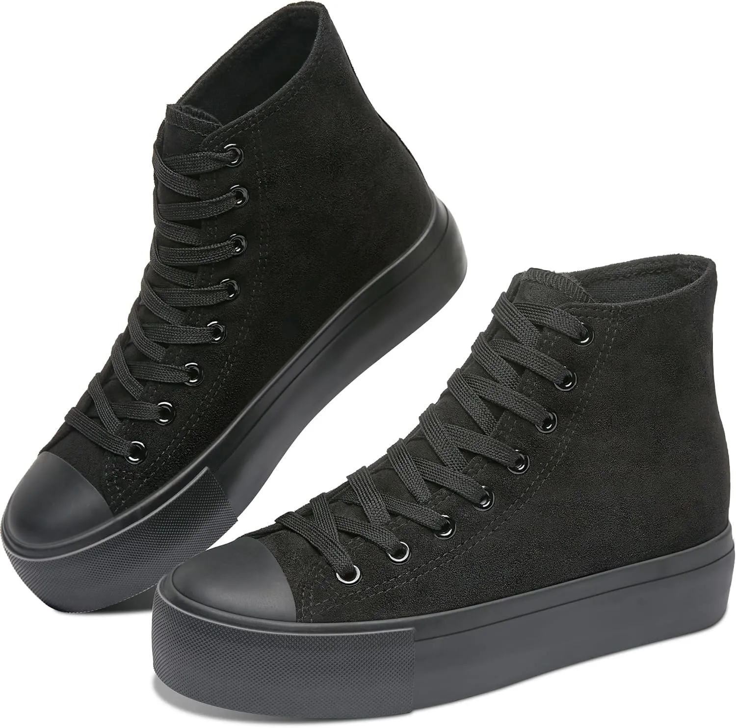 ALTOCIS Women's Comfortable Platform High Top Sneakers, Casual Mid Top Sneaker for Women, Cute Faux Suede Fashion Sneakers, Classic Lace Up Walking Shoes