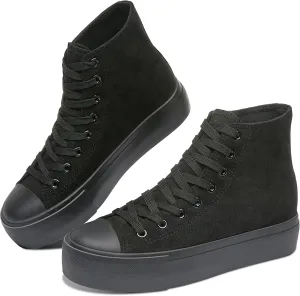 ALTOCIS Women's Comfortable Platform High Top Sneakers, Casual Mid Top Sneaker for Women, Cute Faux Suede Fashion Sneakers, Classic Lace Up Walking Shoes