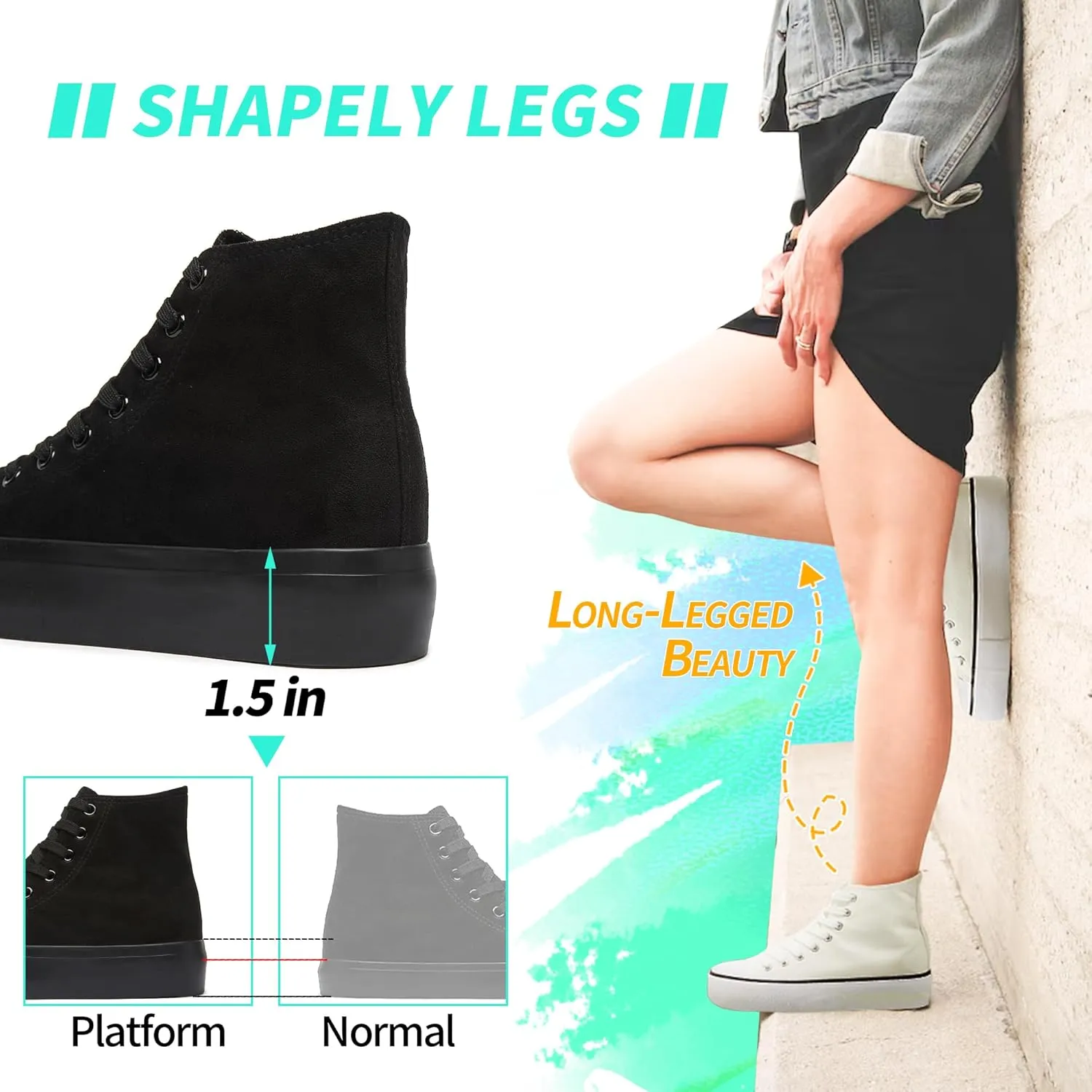 ALTOCIS Women's Comfortable Platform High Top Sneakers, Casual Mid Top Sneaker for Women, Cute Faux Suede Fashion Sneakers, Classic Lace Up Walking Shoes