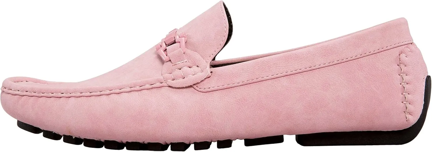 Amali Driving Moccasins, Faux Leather with Enamel Horse-Bit Ornament & Soft Lining, Comfortable & Stylish Mens Dress Loafers for Everyday Wear