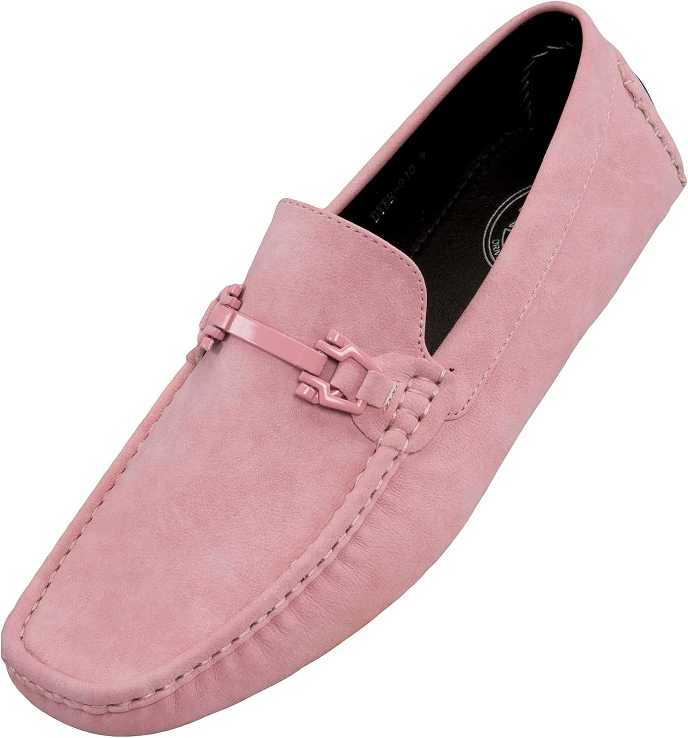 Amali Driving Moccasins, Faux Leather with Enamel Horse-Bit Ornament & Soft Lining, Comfortable & Stylish Mens Dress Loafers for Everyday Wear
