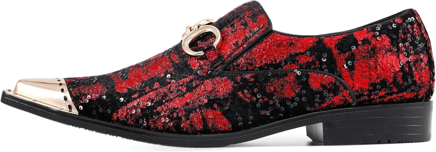 Amali Sparkling Smoking Slipper with Metal Tip - Men's Dress Shoes - Party Loafers for Men - Metallic Loafers for Men - Mens Disco Shoes - Designer Shoes