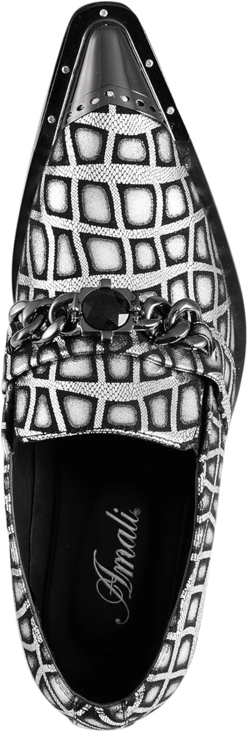 Amali Sparkling Smoking Slipper with Metal Tip - Men's Dress Shoes - Party Loafers for Men - Metallic Loafers for Men - Mens Disco Shoes - Designer Shoes