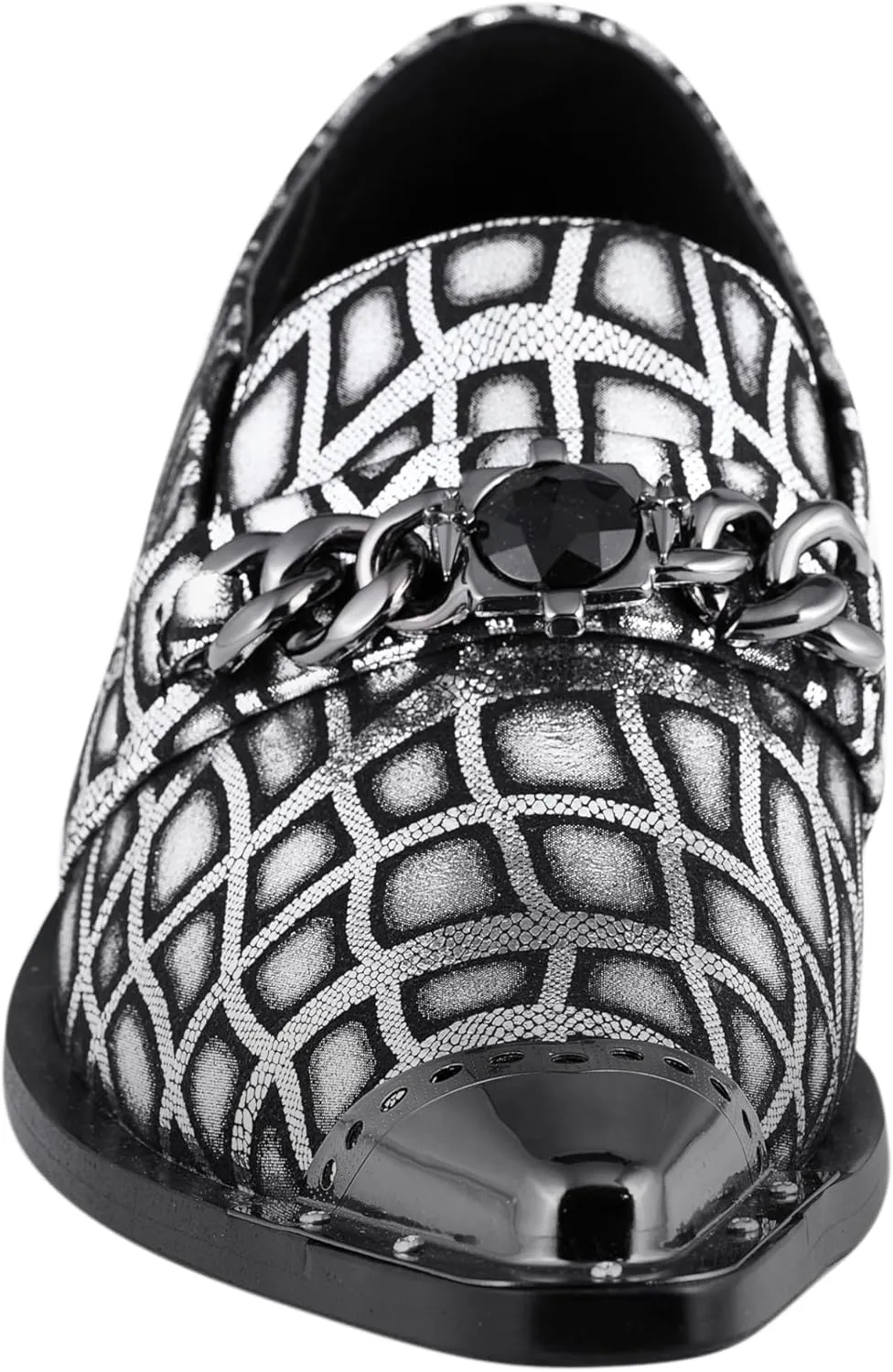 Amali Sparkling Smoking Slipper with Metal Tip - Men's Dress Shoes - Party Loafers for Men - Metallic Loafers for Men - Mens Disco Shoes - Designer Shoes