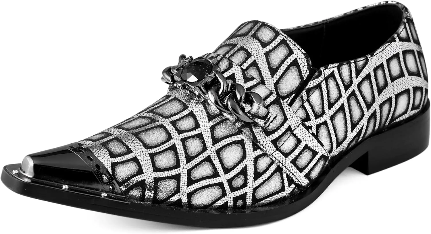 Amali Sparkling Smoking Slipper with Metal Tip - Men's Dress Shoes - Party Loafers for Men - Metallic Loafers for Men - Mens Disco Shoes - Designer Shoes