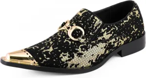Amali Sparkling Smoking Slipper with Metal Tip - Men's Dress Shoes - Party Loafers for Men - Metallic Loafers for Men - Mens Disco Shoes - Designer Shoes
