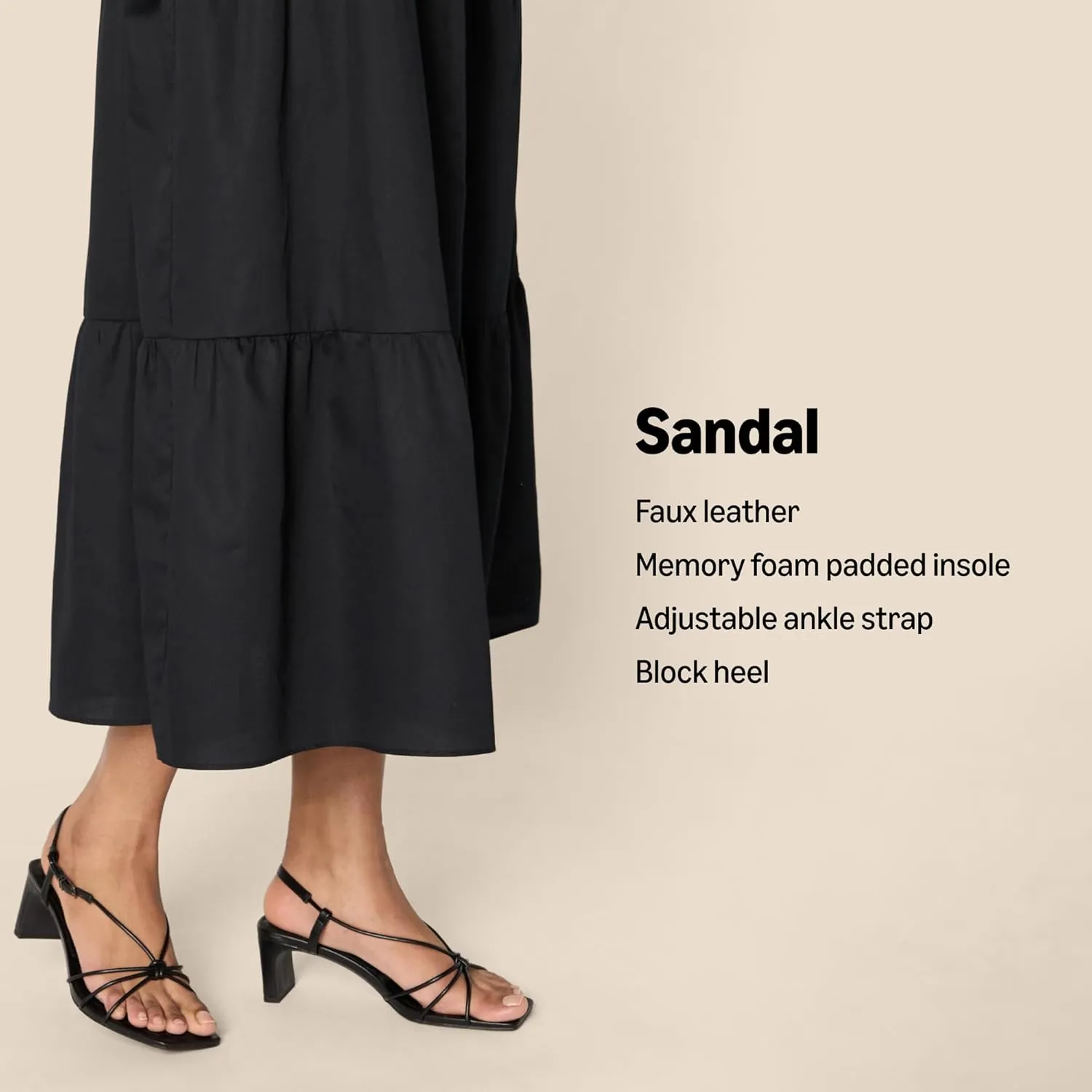 Amazon Essentials Women's Strappy Block Heel Sandals
