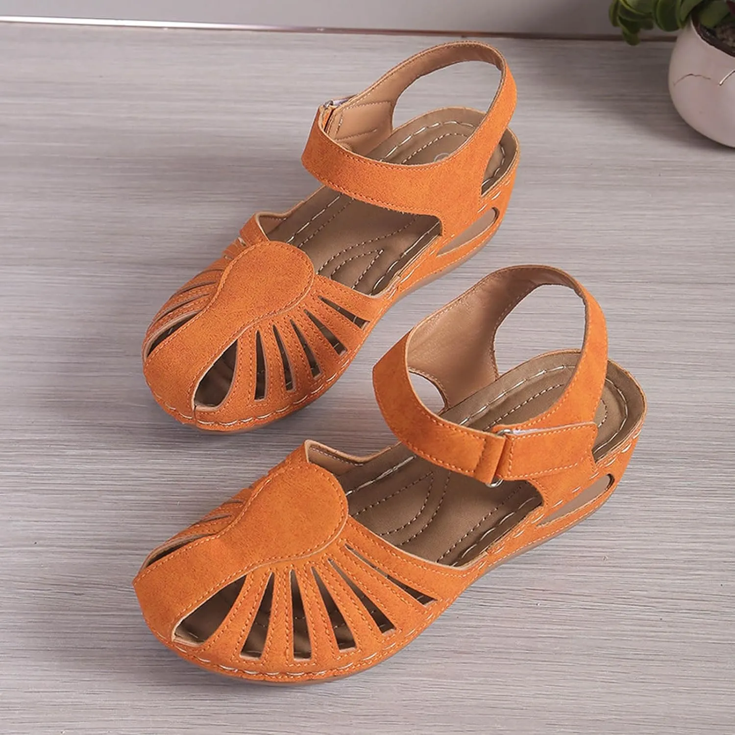 AMDBEL Orthopedic Sandals for Women,Sandals for Women Dressy Summer Closed Toe Breathable Sandals with Arch Support Shoes