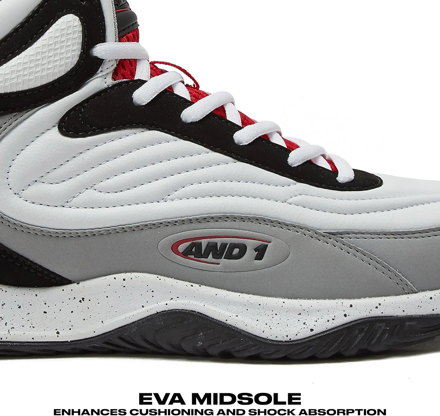 AND1 Pulse 3.0 Basketball Shoes for Men, Indoor or Outdoor, Street or Court Basketball Sneakers Men - Black, Red, or White Size 7 to 15