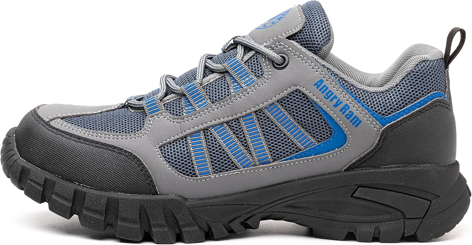 ANGRYRAM Steel Toe Shoes for Men Women Lightweight Indestructible Work Shoes Breathable Slip Resistant Safety Sneakers Comfortable Puncture Proof Shoes for Working Construction Industry