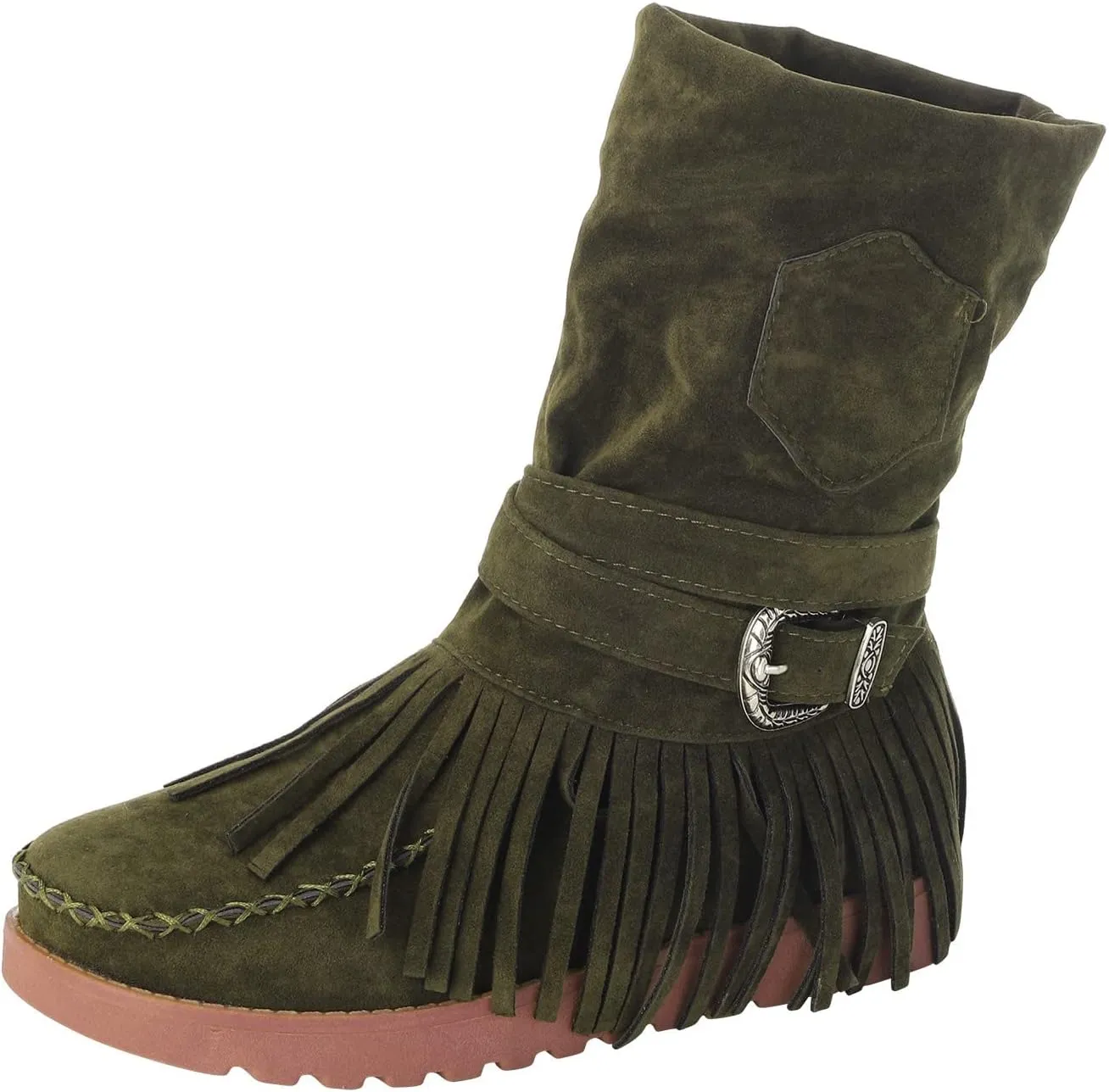 Ankle Boots for Women Womens Fall Boots Casual Fashion Retro Toe Short Women's Fringe Boots Round Flat Women's Boots