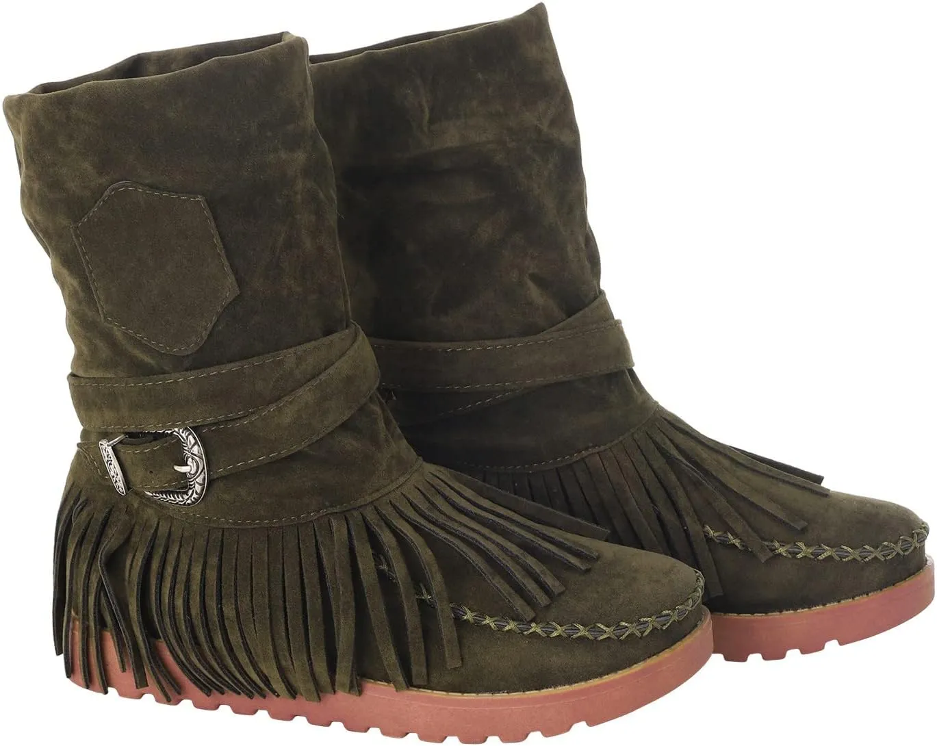Ankle Boots for Women Womens Fall Boots Casual Fashion Retro Toe Short Women's Fringe Boots Round Flat Women's Boots