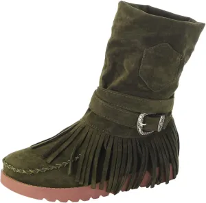 Ankle Boots for Women Womens Fall Boots Casual Fashion Retro Toe Short Women's Fringe Boots Round Flat Women's Boots