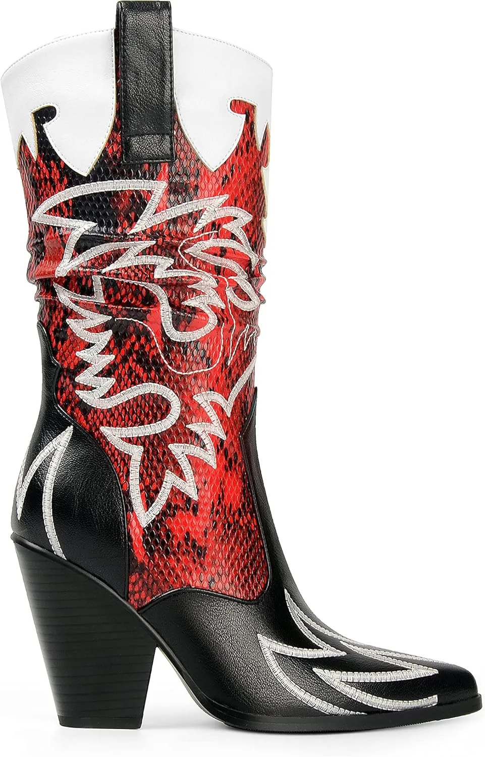 ANN CREEK Women's Contrast Cowboy Boots Cowgirl Mid Calf Boots